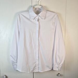 Petite White Button Up Long Sleeve Dress Shirt Size 19x25 Collar Office Business